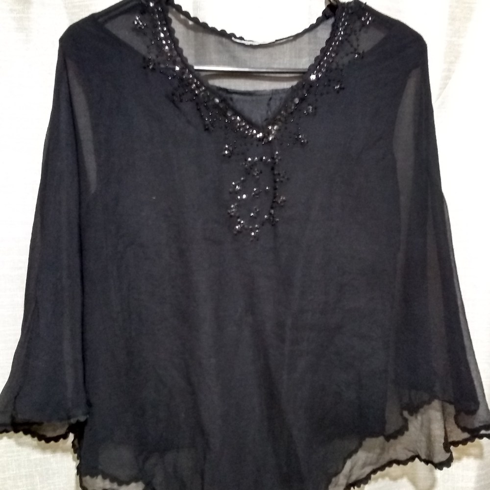Ulla Popken 100% Pure Silk Sheer Blouse